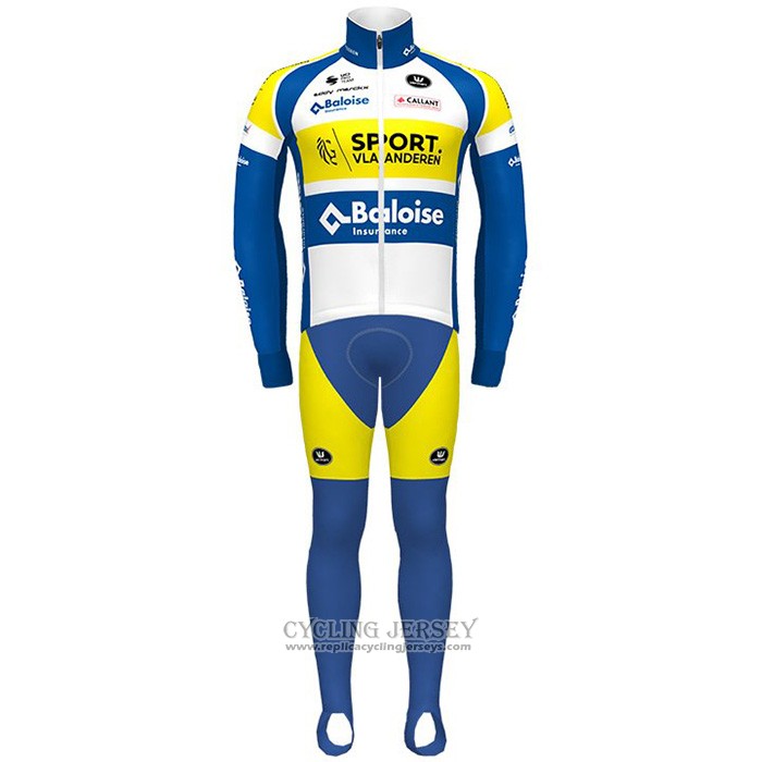 2021 Cycling Jersey Sport Vlaanderen Baloise Blue Yellow Long Sleeve And Bib Tight